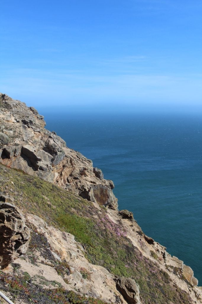 view of the pacific ocean over a rocky ledgefrom point reyes