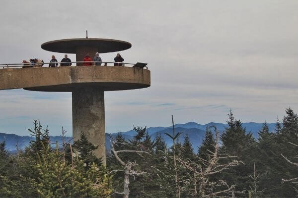 concrete viewing tower atop a mountain