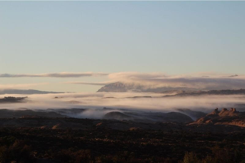 morning fog over a desert